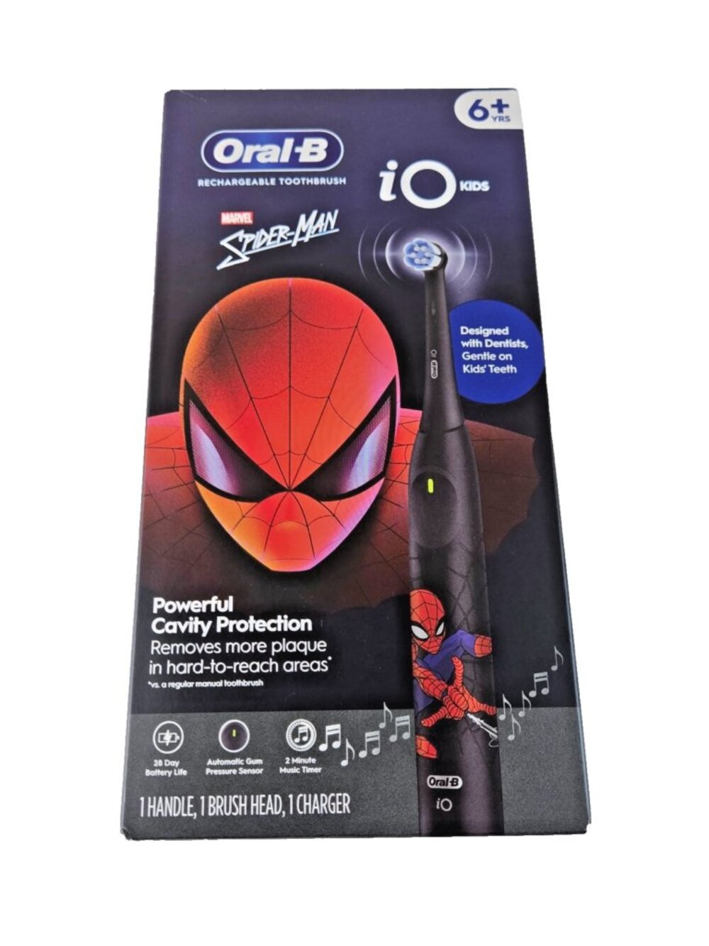 Oral-B iO Kids Spider-Man Electric Toothbrush Rechargeable 3 Modes Travel Case